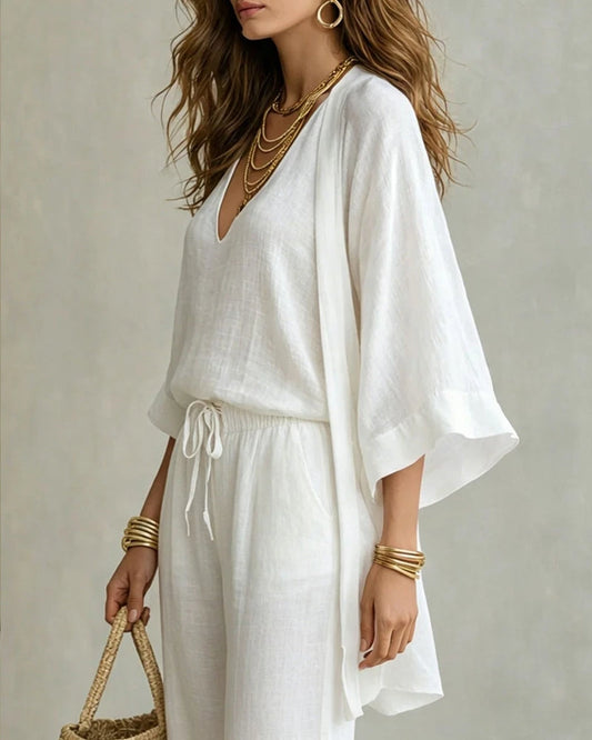 Cotton Linen Three-Piece Vacation Set