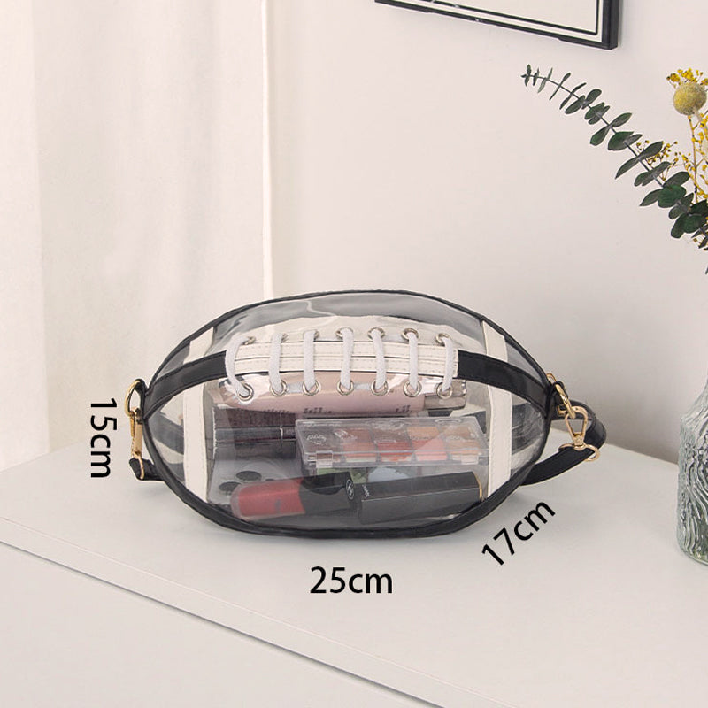 π Clear Football-Shaped Crossbody Bag β Game-Day Style Meets Everyday Convenience β¨
