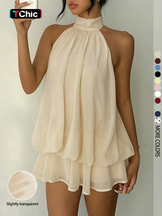Backless Ruffle Halter Jumpsuit