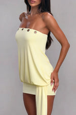 Yellow Eyelet Bodycon Mini Dress