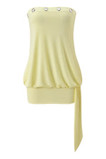 Yellow Eyelet Bodycon Mini Dress