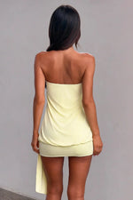 Yellow Eyelet Bodycon Mini Dress