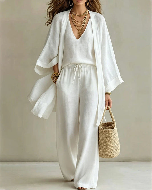 Cotton Linen Three-Piece Vacation Set