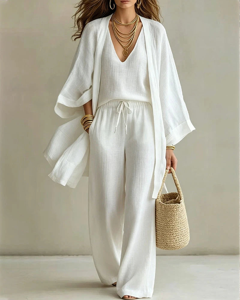 Cotton Linen Three-Piece Vacation Set