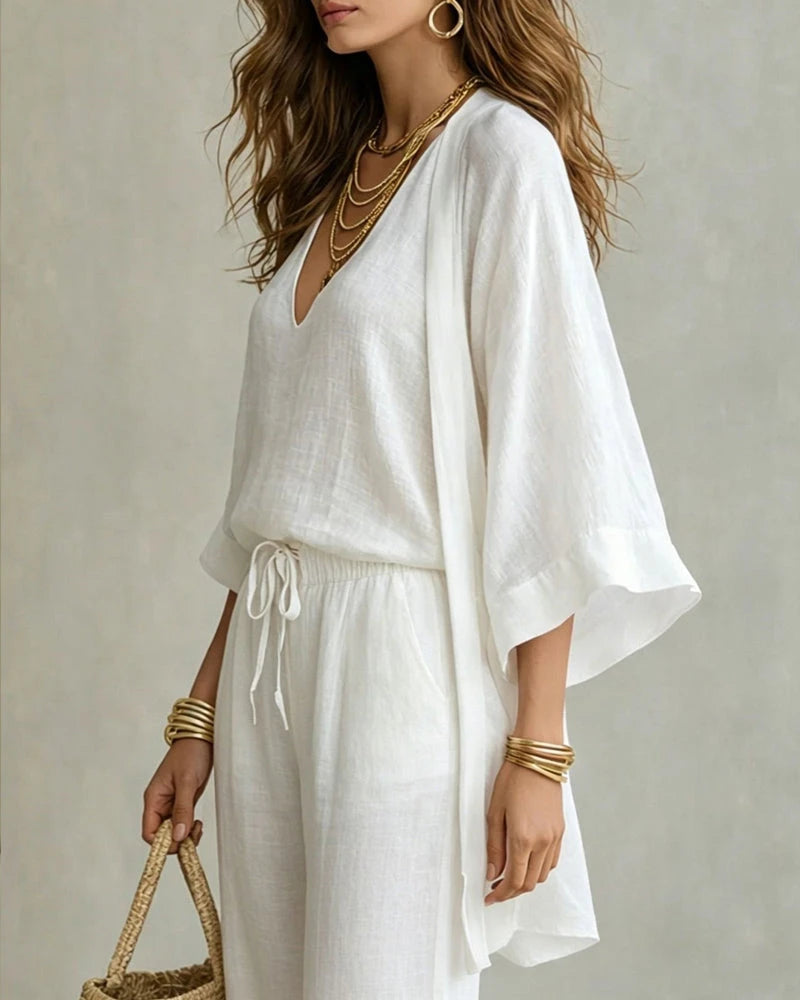 Cotton Linen Three-Piece Vacation Set
