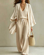 Cotton Linen Three-Piece Vacation Set