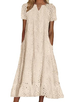 Floral Eyelet Midi Tunic Dress