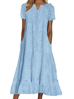 Floral Eyelet Midi Tunic Dress