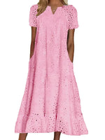 Floral Eyelet Midi Tunic Dress