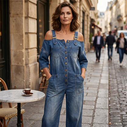 👗 Loose Fit Wide-Leg Overall Jumpsuit with Pockets – Effortless Comfort & Style ✨