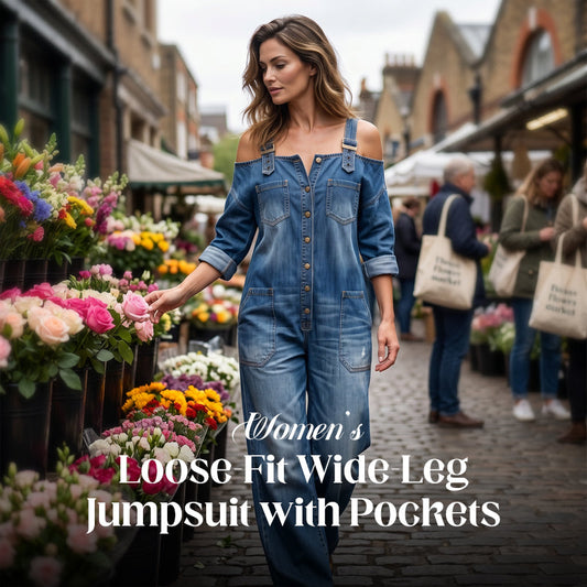 👗 Loose Fit Wide-Leg Overall Jumpsuit with Pockets – Effortless Comfort & Style ✨