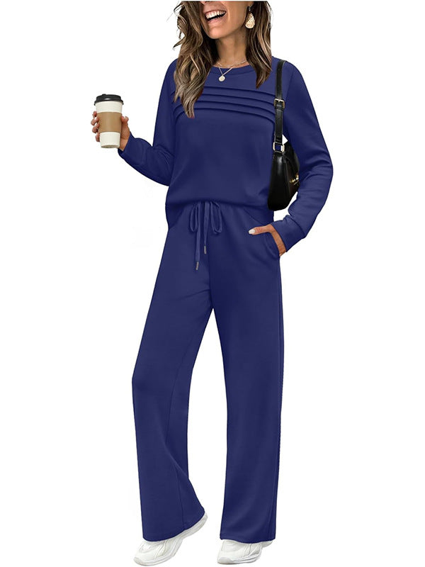 🥳💞50K+ SOLD⏳Limited-time 60% off⏰Women's Crew Neck Top & Drawstring Pants Set👚👖