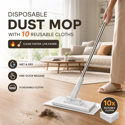 🏆 LAST DAY! 70% OFF 🌿💦 Disposable dust mop with 4 reusable covers 🧹✨