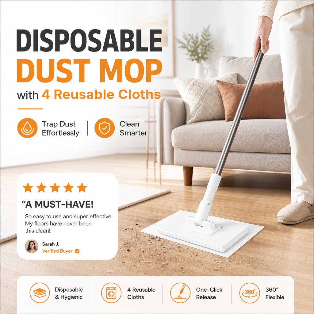 🏆 LAST DAY! 70% OFF 🌿💦 Disposable dust mop with 4 reusable covers 🧹✨