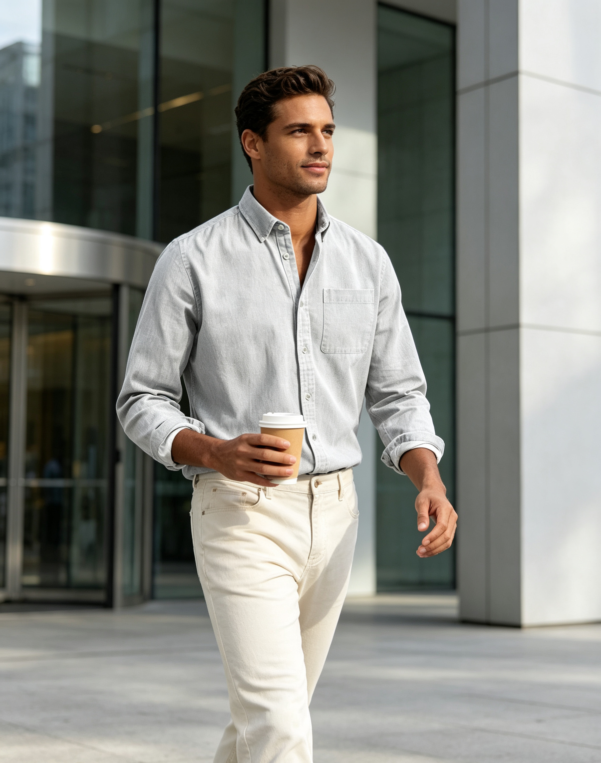 Men’s Vintage Long Sleeve Button-Down Shirt