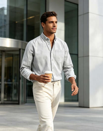 Men’s Vintage Long Sleeve Button-Down Shirt