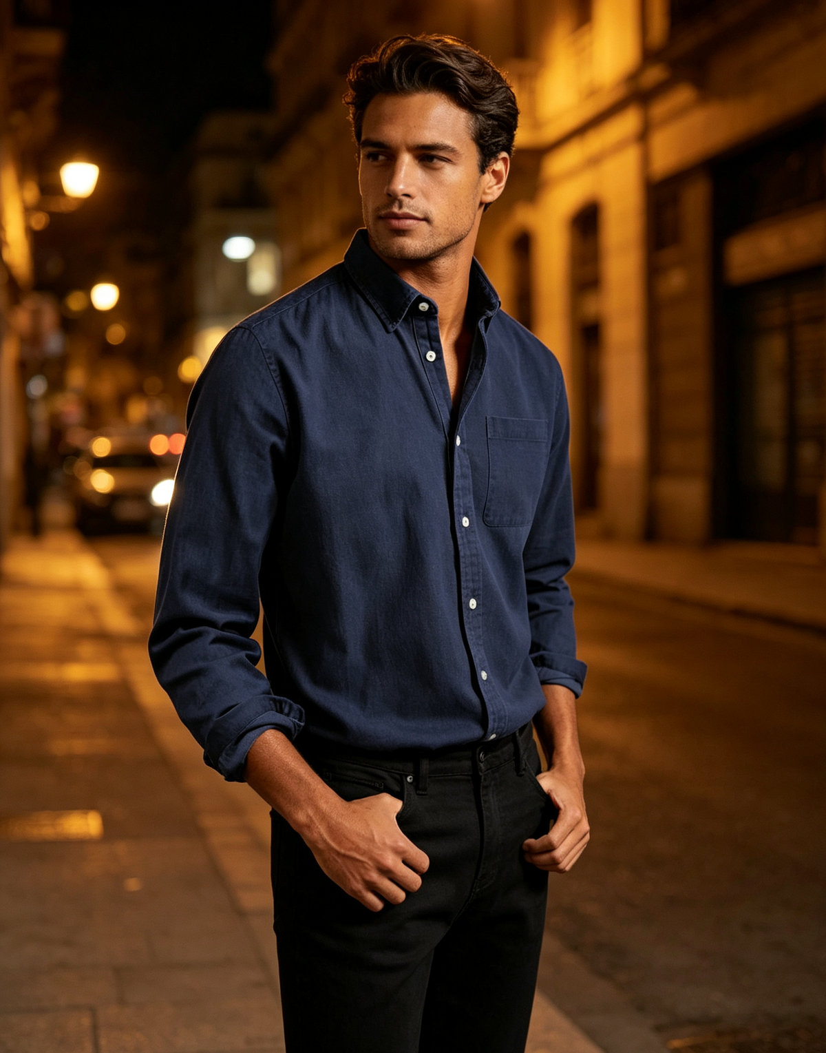 Men’s Vintage Long Sleeve Button-Down Shirt