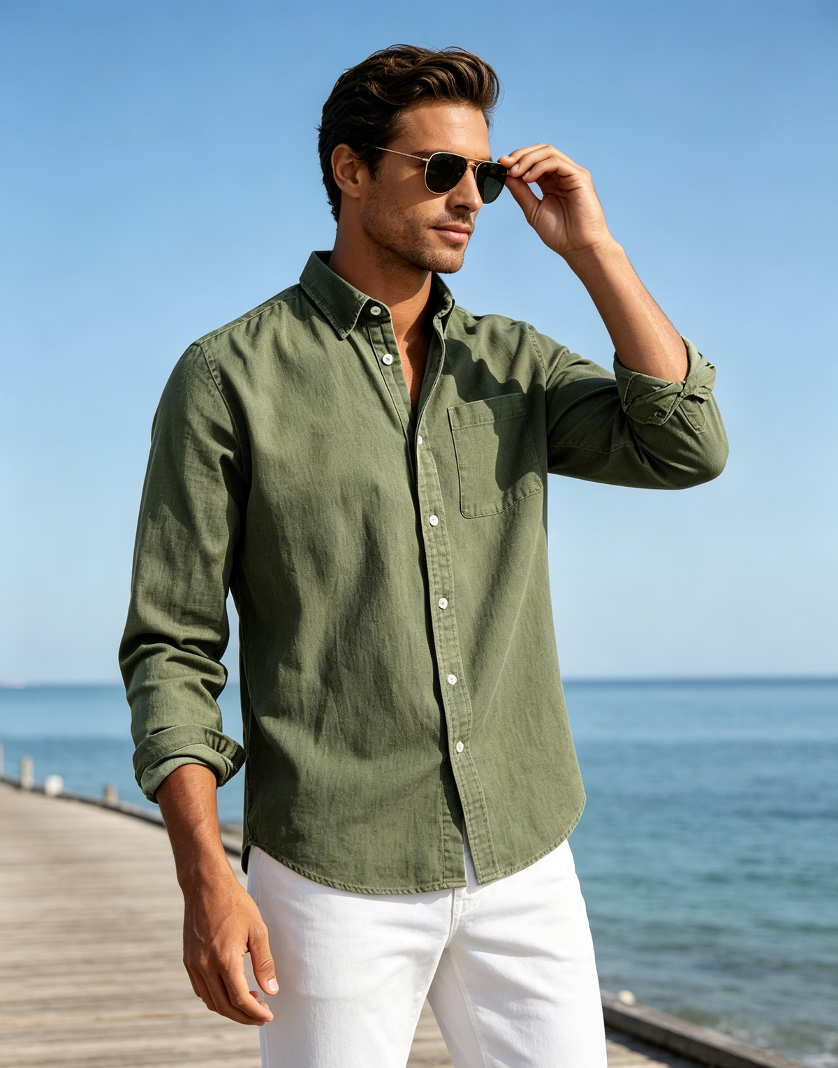 Men’s Vintage Long Sleeve Button-Down Shirt