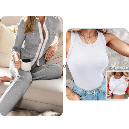 Women's 2-Piece Color-Block Tracksuit Set