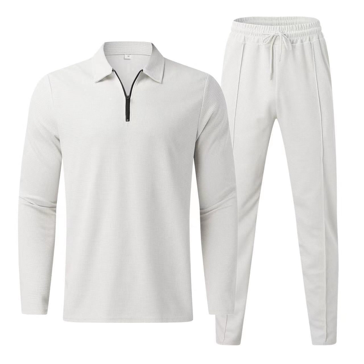 Men's Waffle Knit 2-Piece Casual Sports Set