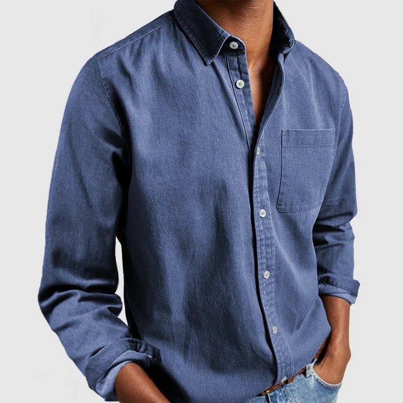 Men’s Vintage Long Sleeve Button-Down Shirt