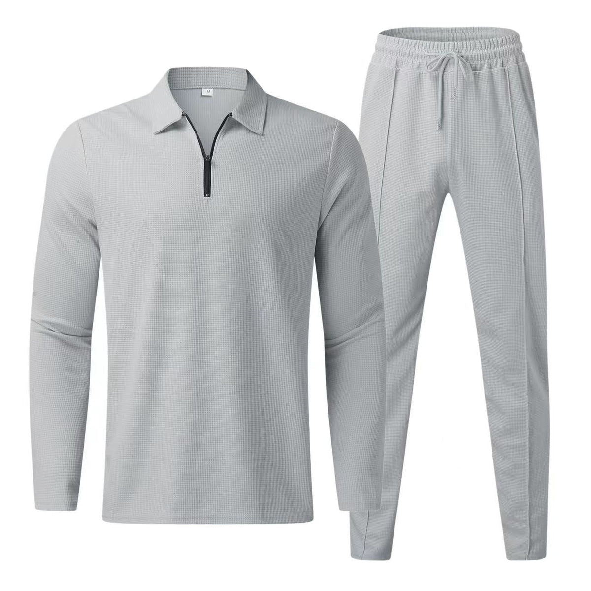 Men's Waffle Knit 2-Piece Casual Sports Set