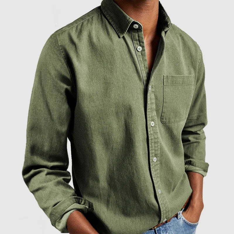 Men’s Vintage Long Sleeve Button-Down Shirt