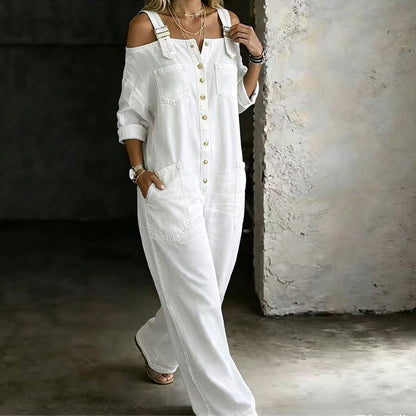 👗 Loose Fit Wide-Leg Overall Jumpsuit with Pockets – Effortless Comfort & Style ✨