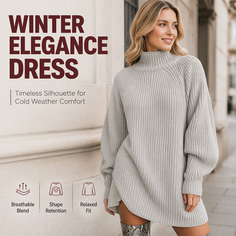 🥳AUTUMN HOT SALE 50% OFF!🥳🍂50K+ SOLD!💥Women's Cozy Turtleneck Knit Sweater Dress